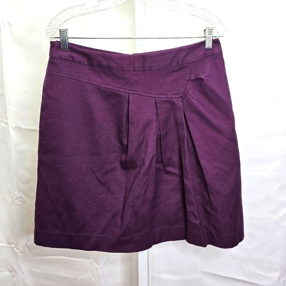 Anthropologie Tabitha Purple Runny Yoke Cotton Skirt Size 10